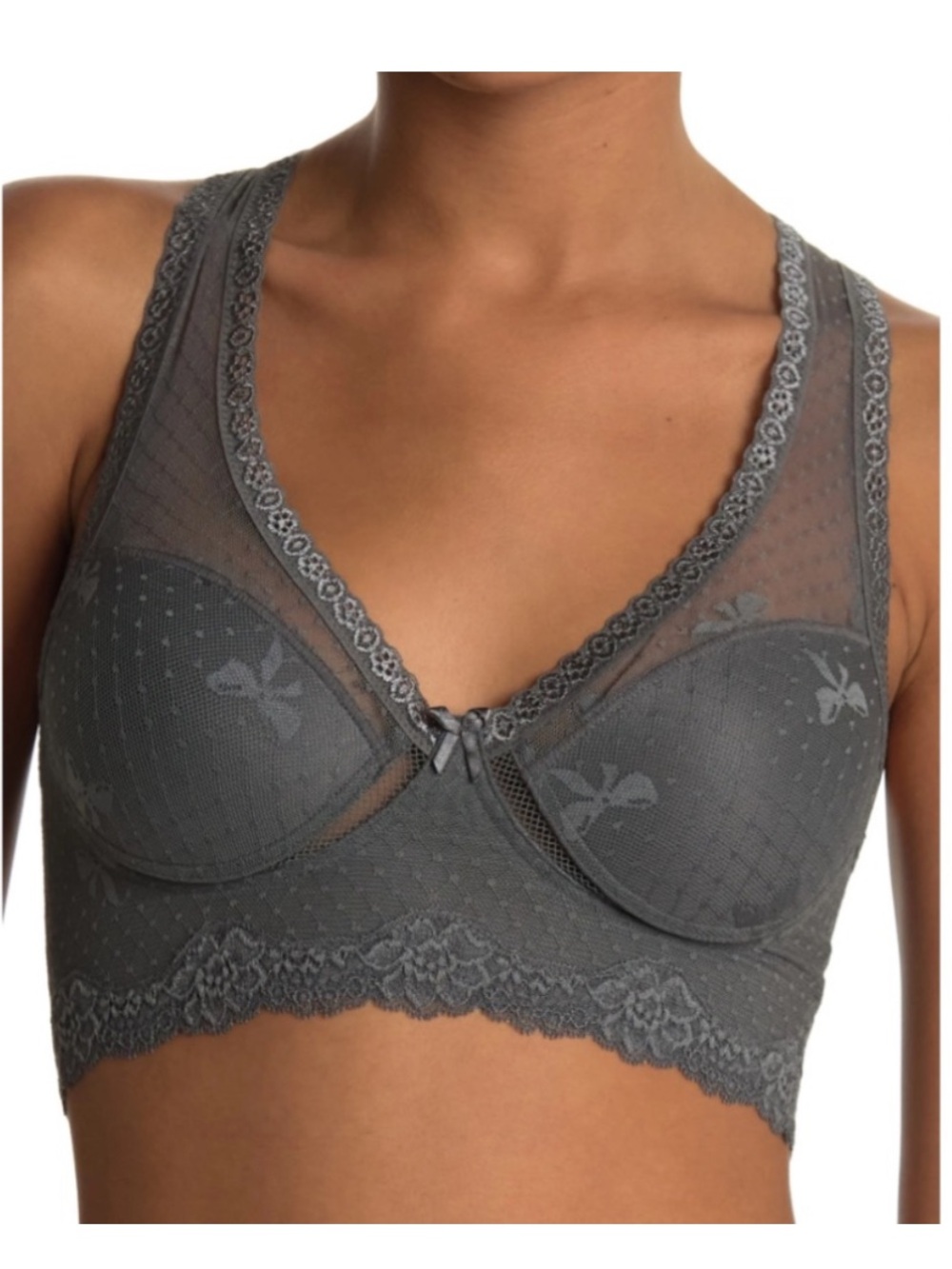 Wishlist Sheer Bow Dot Lace Bralette